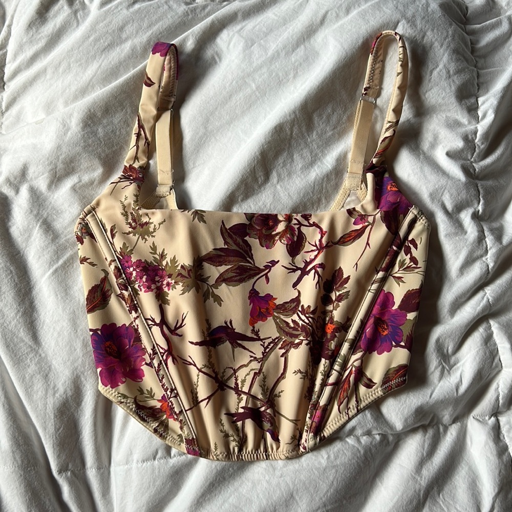 Our from Under by Urban Outfitters cropped, floral corset top. Size Medium